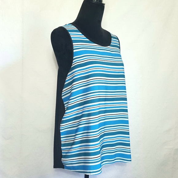 Trouve Blue Black Stripe Sleeveless Top - Picture 2 of 5
